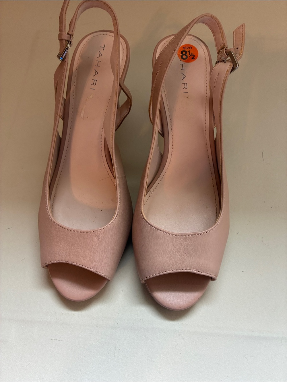 Tahari Pink Peep-Toe Slingback Heels